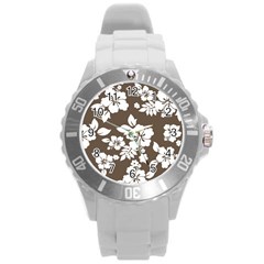 Sepia Hawaiian Round Plastic Sport Watch (l) by AlohaStore