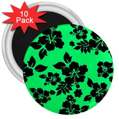 Dark Lime Hawaiian 3  Magnets (10 Pack)  by AlohaStore