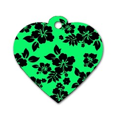 Dark Lime Hawaiian Dog Tag Heart (two Sides) by AlohaStore