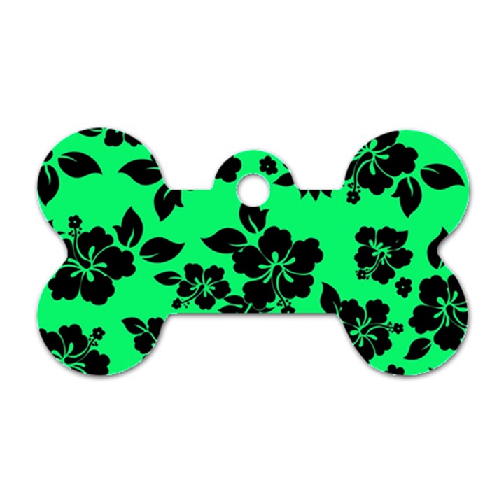 Dark Lime Hawaiian Dog Tag Bone (One Side)