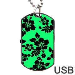 Dark Lime Hawaiian Dog Tag Usb Flash (one Side) by AlohaStore