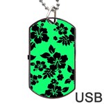 Dark Lime Hawaiian Dog Tag USB Flash (Two Sides)  Front