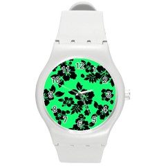 Dark Lime Hawaiian Round Plastic Sport Watch (m) by AlohaStore