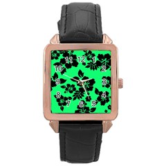 Dark Lime Hawaiian Rose Gold Leather Watch  by AlohaStore