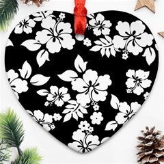 Black And White Hawaiian Ornament (heart)  by AlohaStore