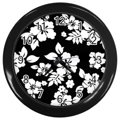 Black And White Hawaiian Wall Clocks (black) by AlohaStore