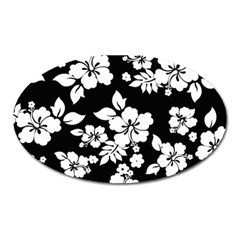 Black And White Hawaiian Oval Magnet by AlohaStore