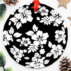 Black And White Hawaiian Ornament (round Filigree)  by AlohaStore