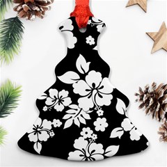 Black And White Hawaiian Christmas Tree Ornament (2 Sides) by AlohaStore