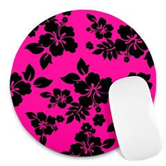 Dark Baby Pink Hawaiian Round Mousepads by AlohaStore