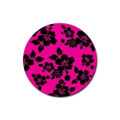 Dark Baby Pink Hawaiian Rubber Coaster (round)  by AlohaStore