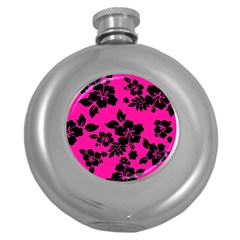 Dark Baby Pink Hawaiian Round Hip Flask (5 Oz) by AlohaStore