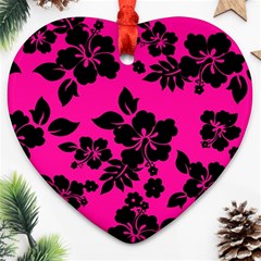 Dark Baby Pink Hawaiian Heart Ornament (2 Sides) by AlohaStore