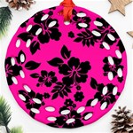 Dark Baby Pink Hawaiian Round Filigree Ornament (2Side) Front