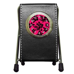 Dark Pink Hawaiian Pen Holder Desk Clocks by AlohaStore