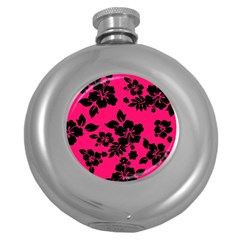 Dark Pink Hawaiian Round Hip Flask (5 Oz) by AlohaStore