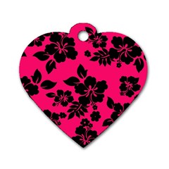 Dark Pink Hawaiian Dog Tag Heart (one Side) by AlohaStore