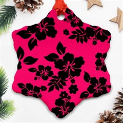 Dark Pink Hawaiian Snowflake Ornament (2-side) by AlohaStore