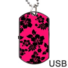 Dark Pink Hawaiian Dog Tag Usb Flash (two Sides)  by AlohaStore