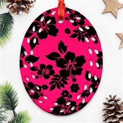 Dark Pink Hawaiian Oval Filigree Ornament (2-side)  by AlohaStore