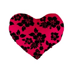 Dark Pink Hawaiian Standard 16  Premium Heart Shape Cushions by AlohaStore