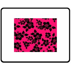 Dark Pink Hawaiian Double Sided Fleece Blanket (medium)  by AlohaStore