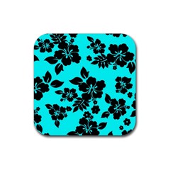 Blue Dark Hawaiian Rubber Coaster (square)  by AlohaStore