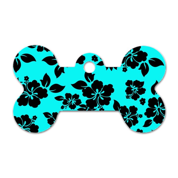 Blue Dark Hawaiian Dog Tag Bone (Two Sides)