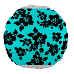 Blue Dark Hawaiian Large 18  Premium Flano Round Cushions by AlohaStore