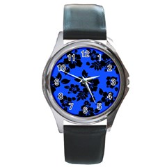 Dark Blue Hawaiian Round Metal Watch by AlohaStore