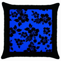 Dark Blue Hawaiian Throw Pillow Case (black) by AlohaStore