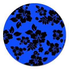 Dark Blue Hawaiian Magnet 5  (round) by AlohaStore