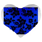 Dark Blue Hawaiian Large 19  Premium Heart Shape Cushions Back