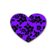 Violet Dark Hawaiian Rubber Coaster (heart)  by AlohaStore