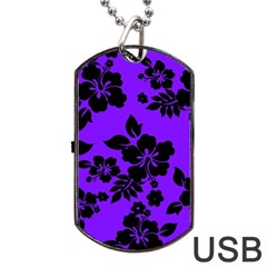 Violet Dark Hawaiian Dog Tag Usb Flash (one Side) by AlohaStore