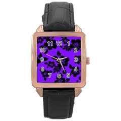 Violet Dark Hawaiian Rose Gold Leather Watch  by AlohaStore