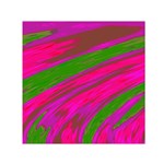 Swish Bright Pink Green Design Small Satin Scarf (Square) Front