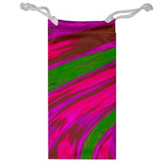 Swish Bright Pink Green Design Jewelry Bags by BrightVibesDesign