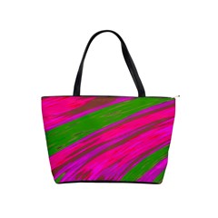 Swish Bright Pink Green Design Shoulder Handbags by BrightVibesDesign