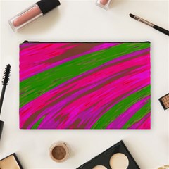 Swish Bright Pink Green Design Cosmetic Bag (large)  by BrightVibesDesign