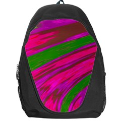 Swish Bright Pink Green Design Backpack Bag by BrightVibesDesign