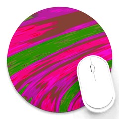 Swish Bright Pink Green Design Round Mousepads