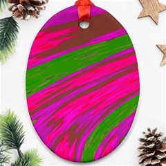 Swish Bright Pink Green Design Ornament (Oval) 