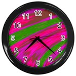 Swish Bright Pink Green Design Wall Clocks (Black) Front