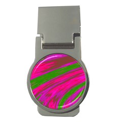 Swish Bright Pink Green Design Money Clips (Round) 