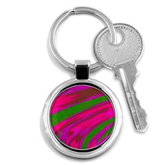 Swish Bright Pink Green Design Key Chains (Round) 