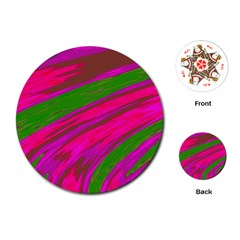 Swish Bright Pink Green Design Playing Cards (round) 