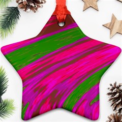 Swish Bright Pink Green Design Star Ornament (Two Sides) 