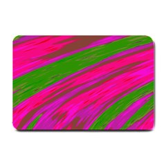 Swish Bright Pink Green Design Small Doormat  by BrightVibesDesign