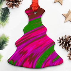 Swish Bright Pink Green Design Christmas Tree Ornament (2 Sides) by BrightVibesDesign